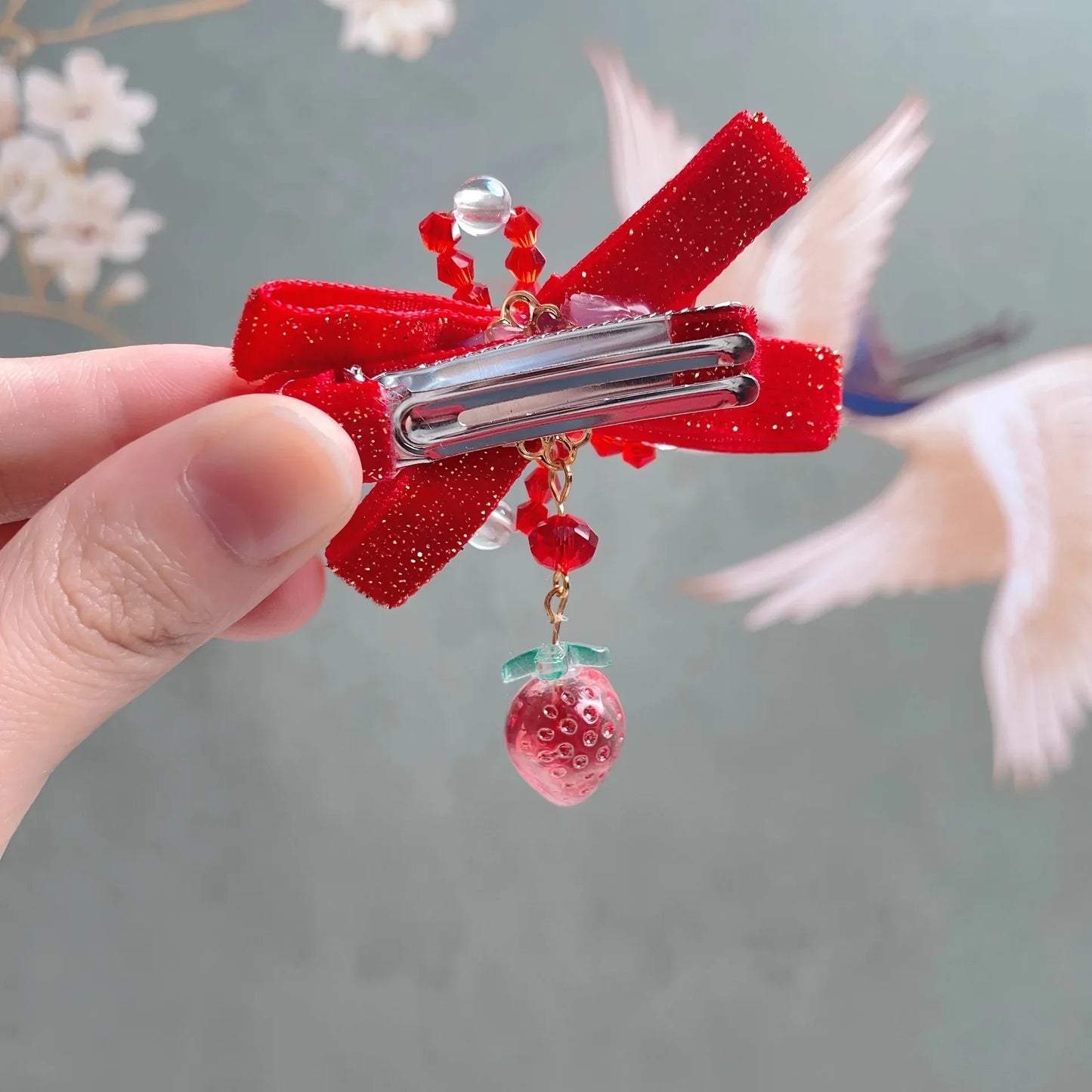 1pair Red Children's Hair Clips, Cute Bow Hair Accessories - alotasawkli