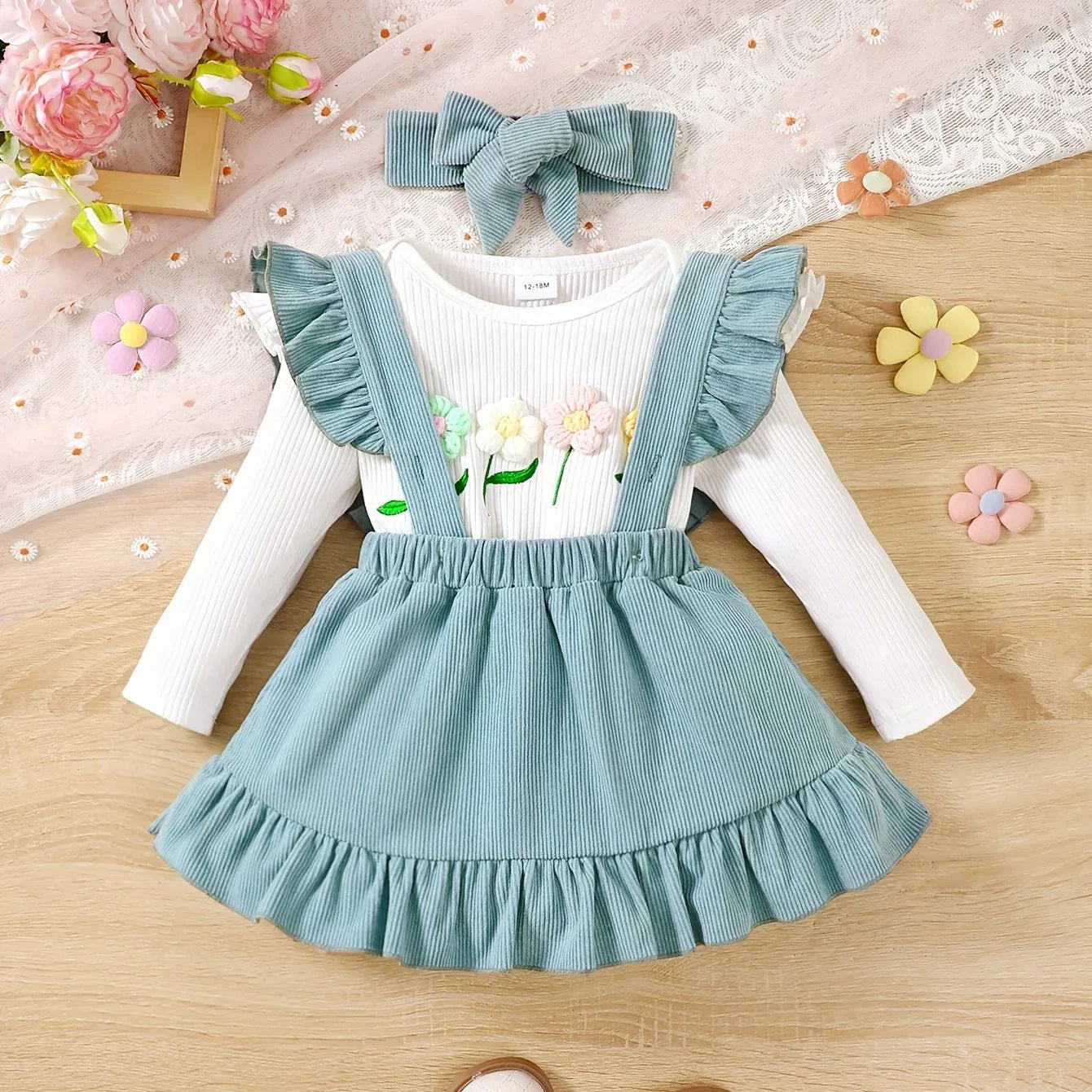 3pcs Newborn Baby Winter Outfit - Knit Bodysuit, Matching & Headband | Cozy Clothes for Photoshoots, for Hakiya | Machine Washable Winter Wear (3pcs), Perfect for Outdoor - alotasawkli