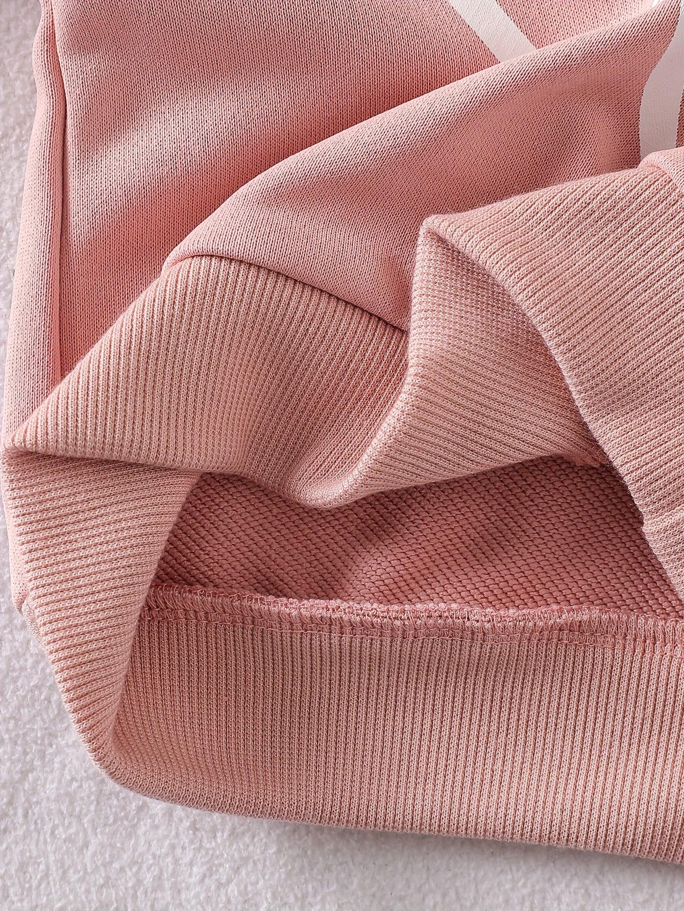 TEMU-2pcs Girls' Love Set: Pink Hooded Sweatshirt - alotasawkli