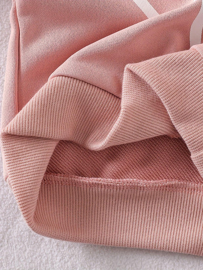 TEMU-2pcs Girls' Love Set: Pink Hooded Sweatshirt - alotasawkli