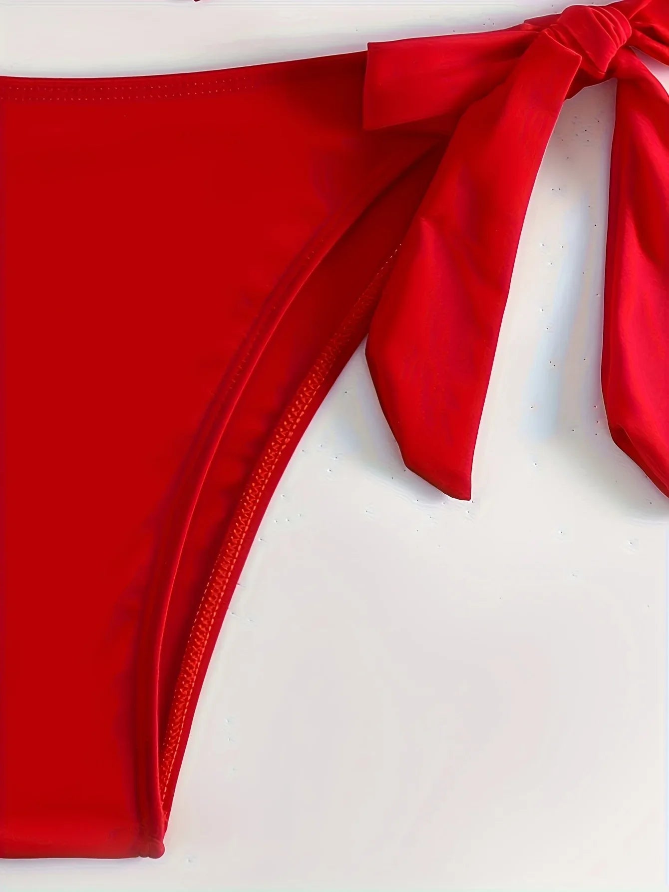 TEMU-Big Red Gathered Hard Pack Strap Bikini Set - alotasawkli