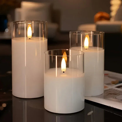 TEMU-Set of 3 Realistic Flickering Flame LED Candles - alotasawkli