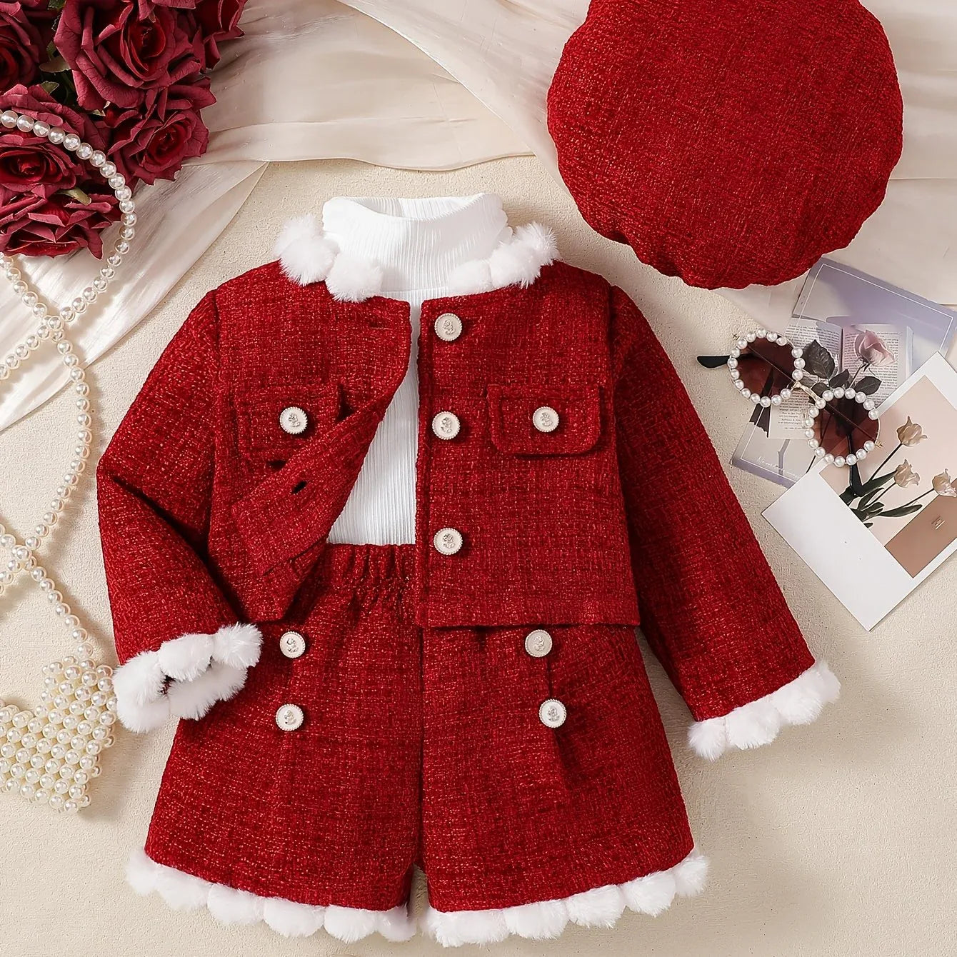 TEMU-Baby Girl Autumn Shorts Set - alotasawkli
