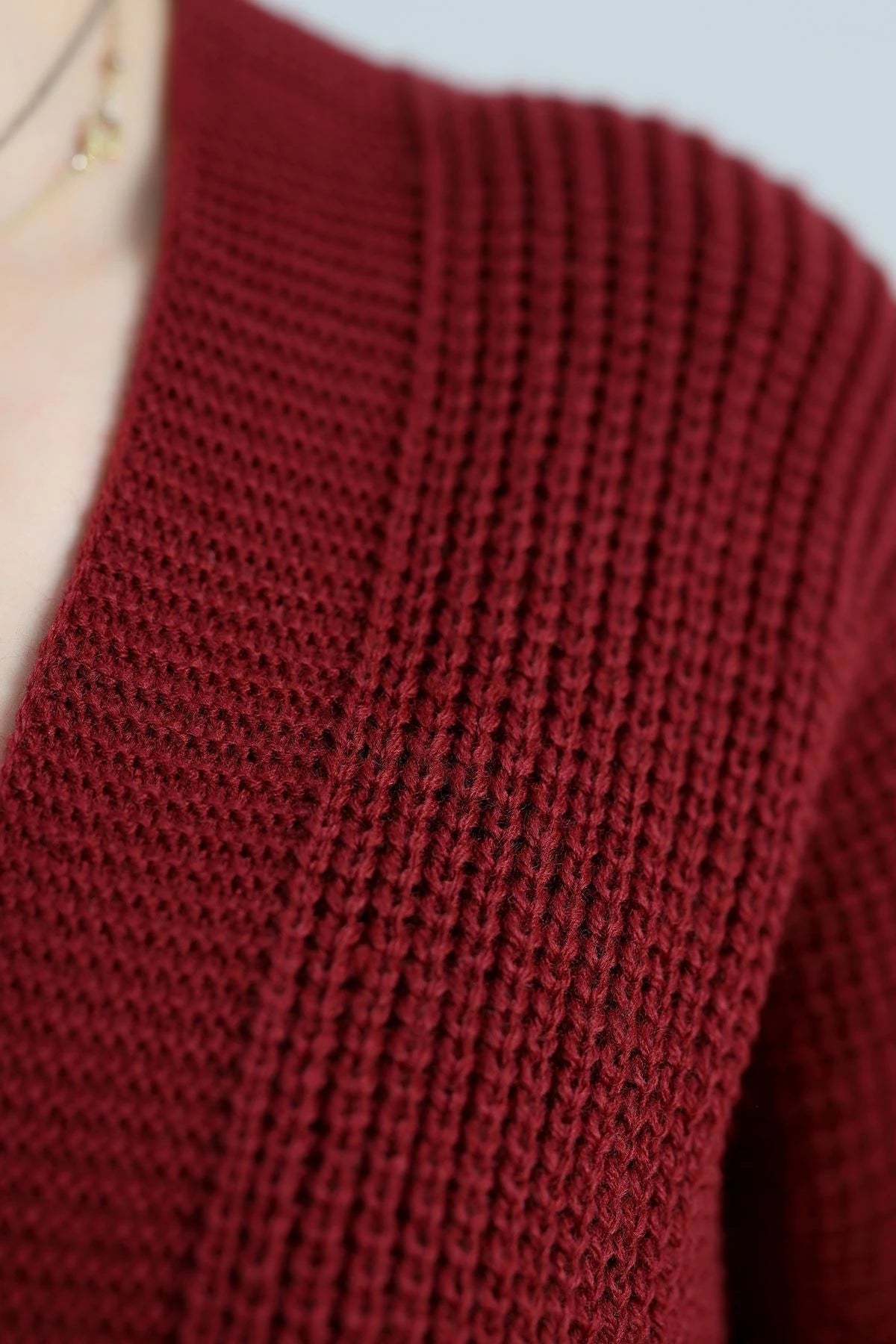 Women’s Pocket Detail Knitwear Cardigan – Burgundy