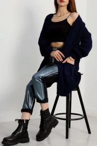Women’s Pocket Detail Knitwear Cardigan – Burgundy