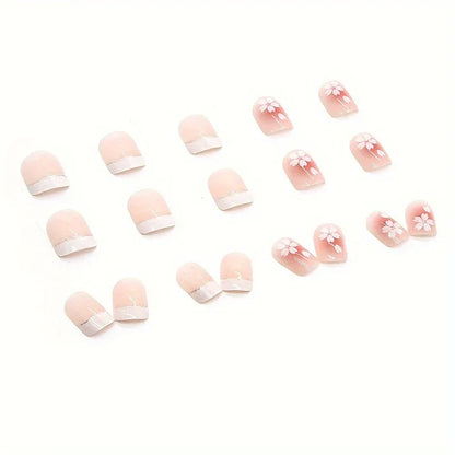 TEMU-24pcs Square Press-On Nails Short Length Glossy Fake Nails - alotasawkli
