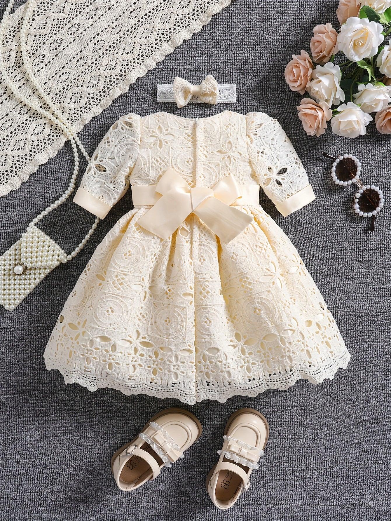 TEMU-Girls' Special Occasion Dress + Headband - alotasawkli