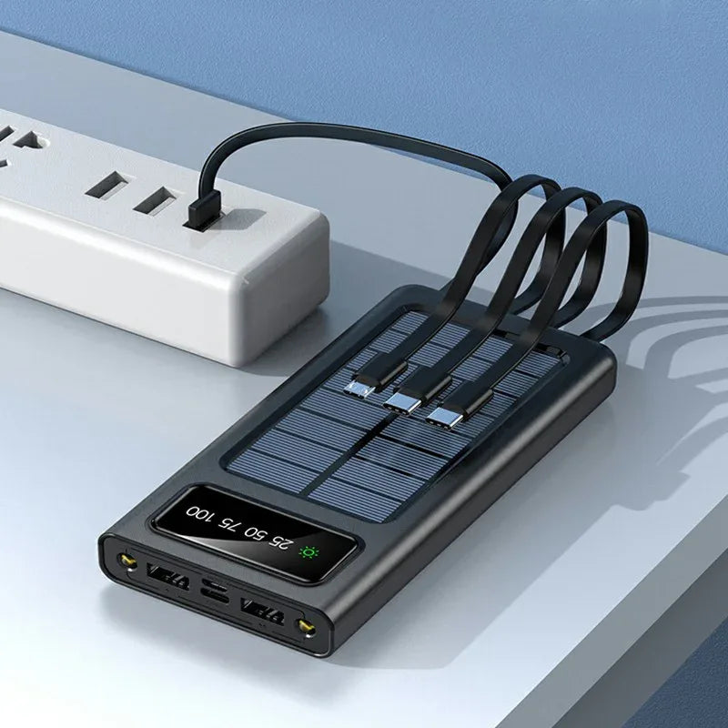 باور بانك بالطاقة الشمسية 10,000 مللي أمبير في الساعة | شحن 5 أجهزة في نفس الوقت | USB-C و Lightning - alotasawkli