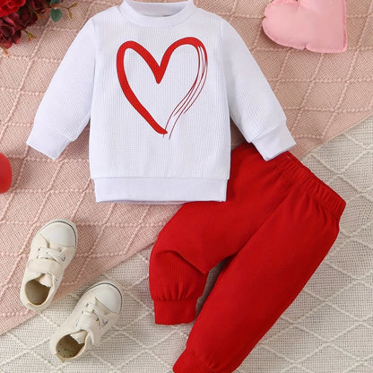 2023 Heart-Shaped Print Baby Casual Sports Outfit, for Outdoor - alotasawkli