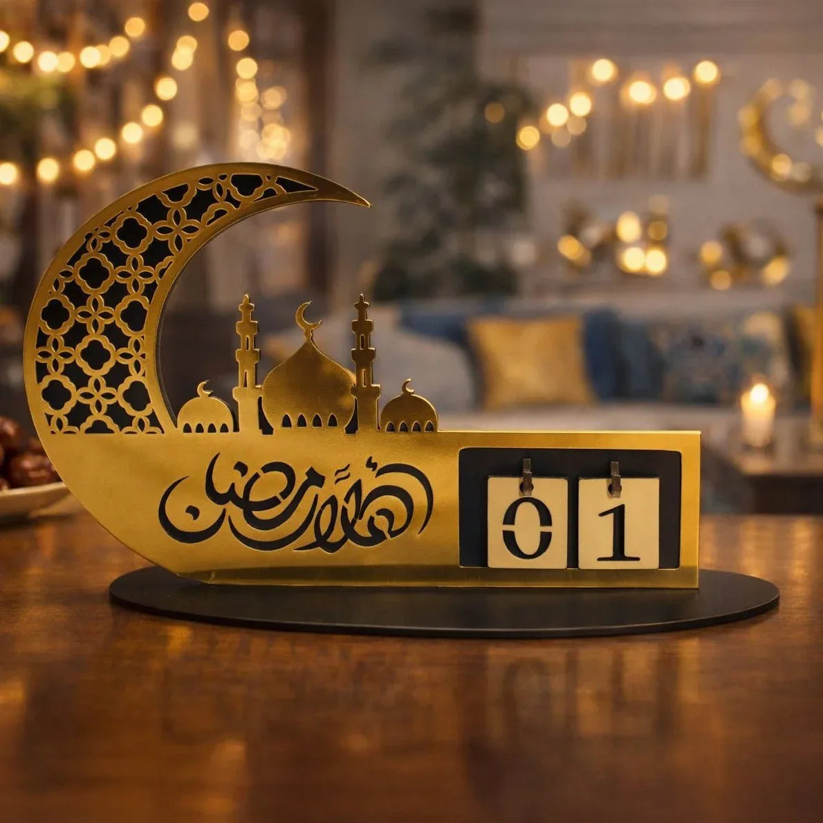 تقويم رمضان خشبي مطلي بالبليكجلاس مقاس 20 × 26 سم أسود - alotasawkli
