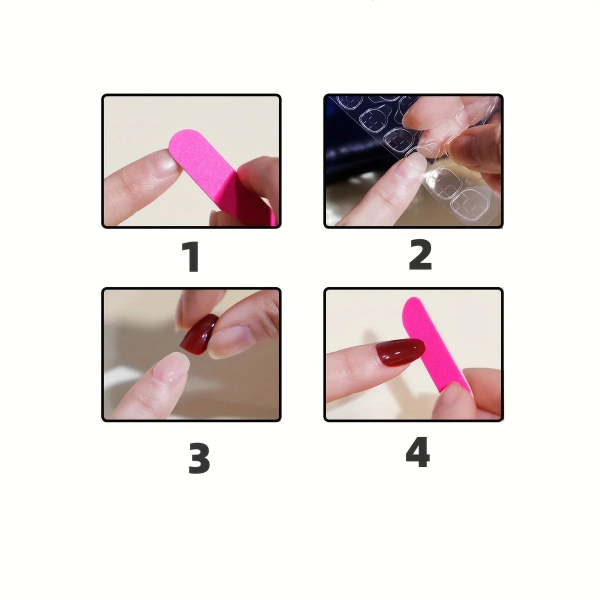 TEMU-24Pcs Glitter Press On Nails Medium Square Glitter Fake Nails Pinkish Cat Eye - alotasawkli