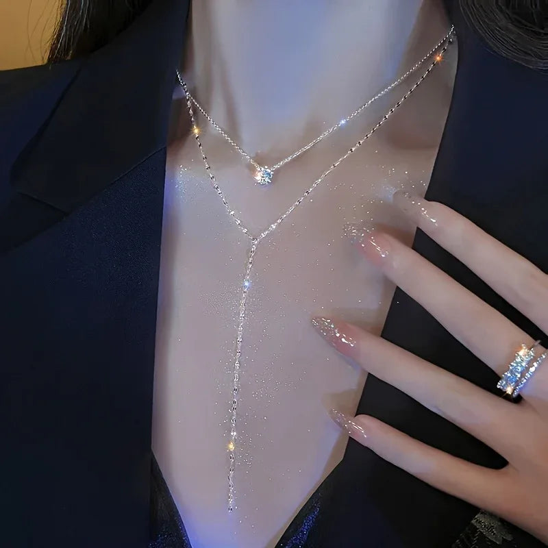 1pc Elegant Long Y-Shaped Tassel Necklace - alotasawkli