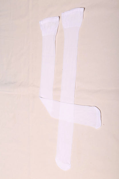 Plain Top Garter Stockings - Classic White