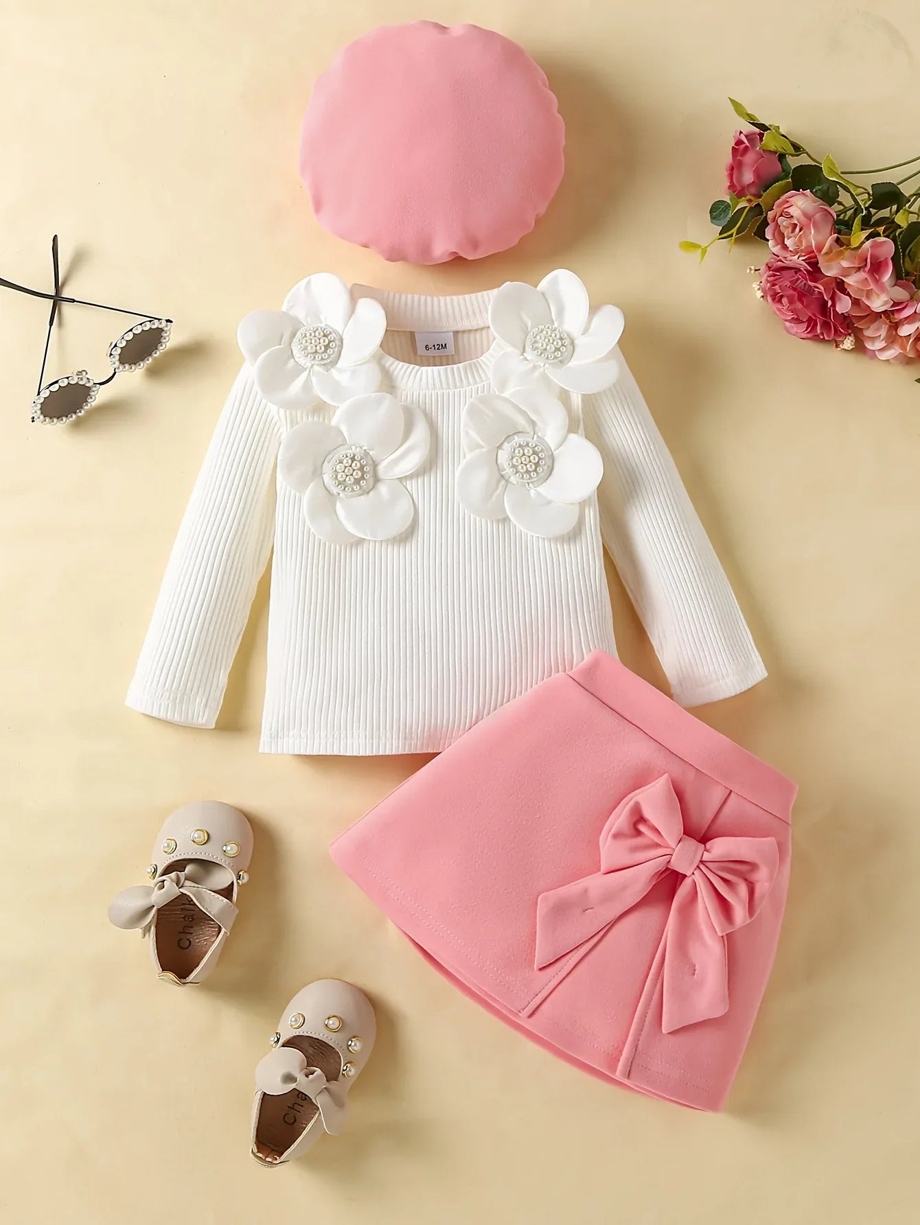 TEMU-Newborn Baby Girl's Set: 3pcs Spring - alotasawkli