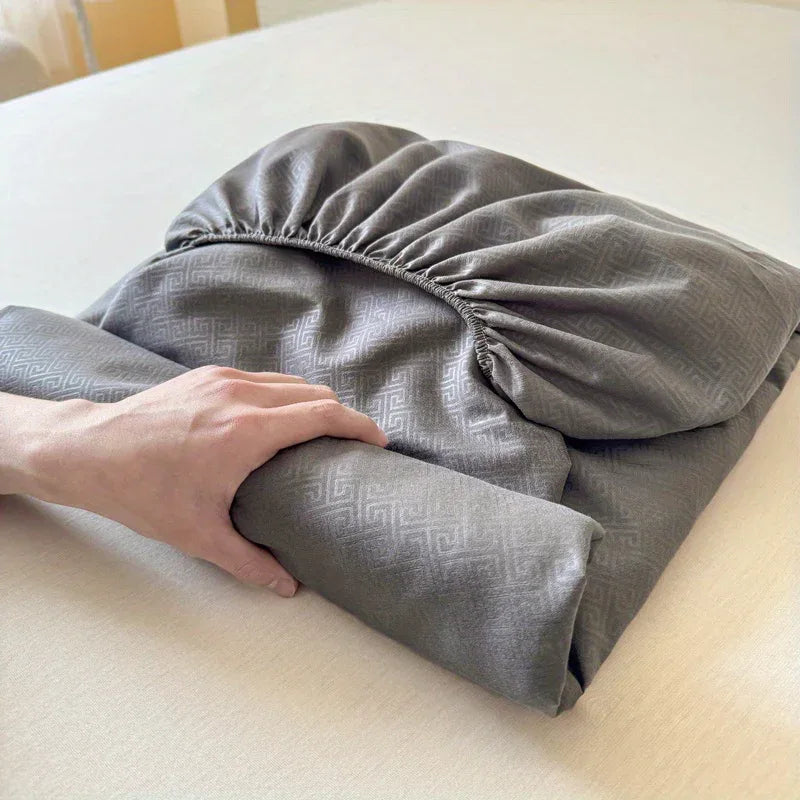 TEMU-3pcs Luxury Fitted Sheet Set: One Fitted Sheet + Two Pillowcases - alotasawkli