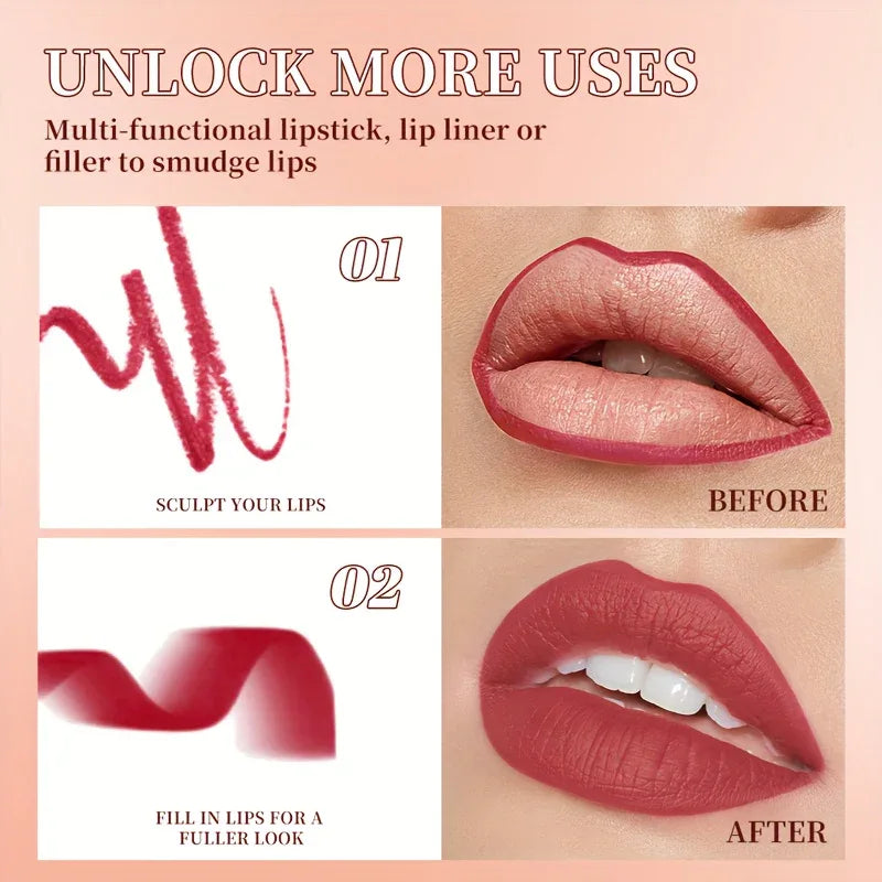 2-in-1 Matte Lip Liner and Lipstick - alotasawkli