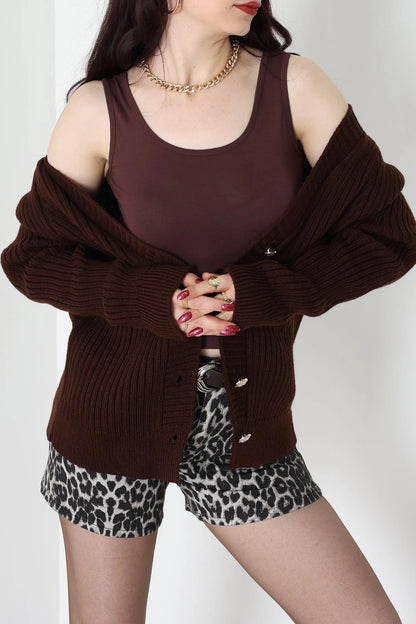 Women’s Button-Down Knitwear Cardigan – Brown