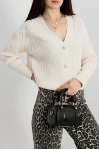 Women’s Button-Down Knitwear Cardigan – Brown