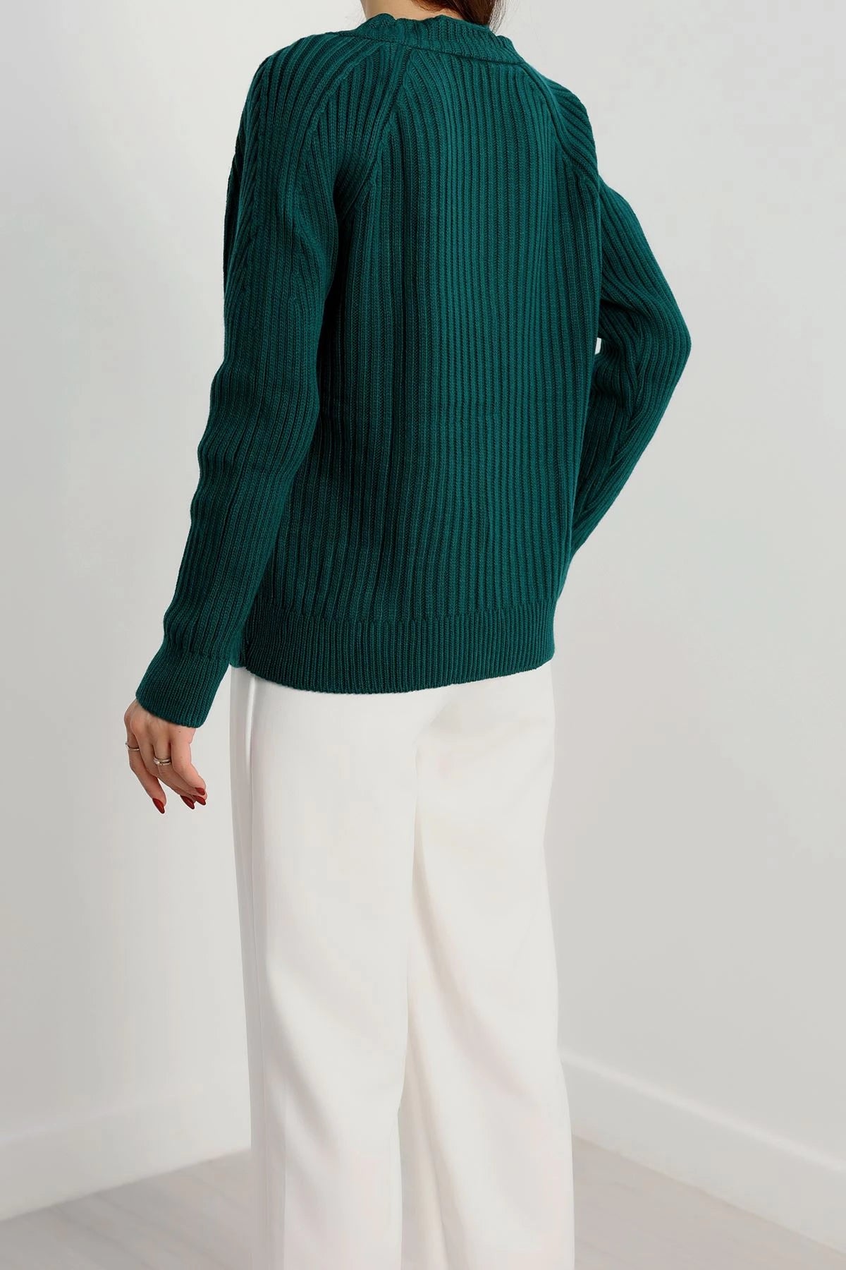 Women’s Button-Down Knitwear Cardigan – Petrol Green (Nefti)