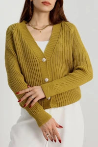 Women’s Button-Down Knitwear Cardigan – Brown