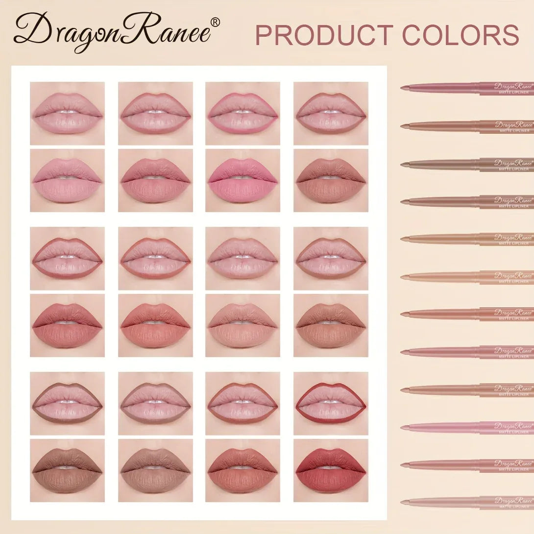 12pcs Matte Lip Liner Set: Smudge-Proof, Waterproof, Long-Lasting - alotasawkli