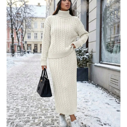 SAYZEN Fisherman Sweater with Braided Hair - 2pcs Skirt Set - alotasawkli