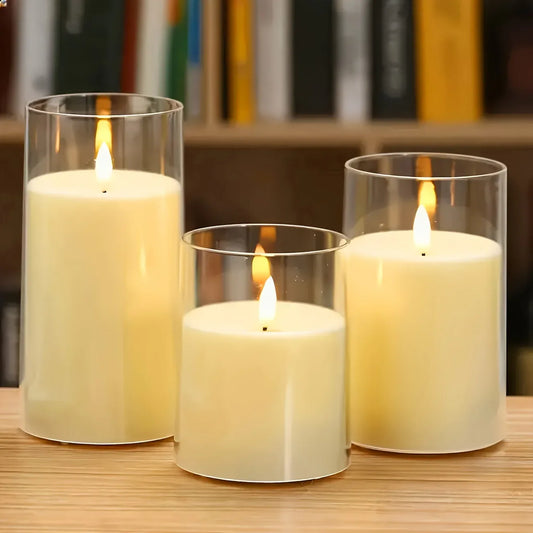 TEMU-Set of 3 Realistic Flickering Flame LED Candles - alotasawkli