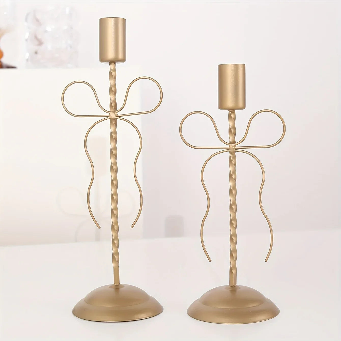 TEMU-A Golden iron bow candle holder - alotasawkli