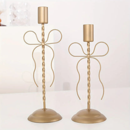 TEMU-A Golden iron bow candle holder - alotasawkli