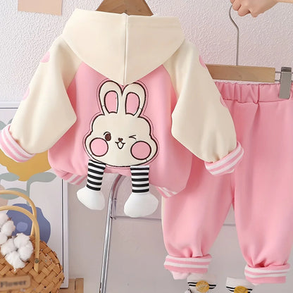 TEMU-2pcs Set: Embroidered Bunny Hoodie and Cuffed Pants - alotasawkli