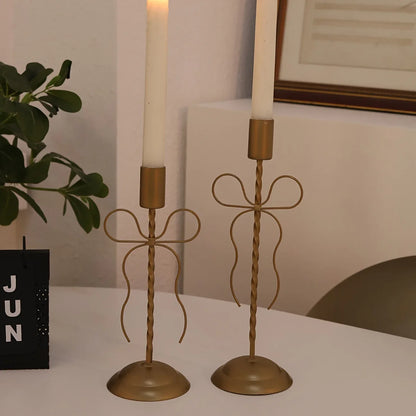 TEMU-A Golden iron bow candle holder - alotasawkli