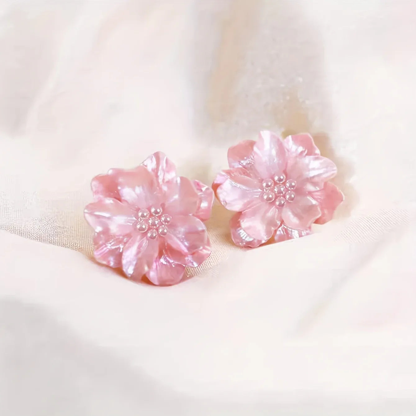 Women'S Earrings 1 Pair Sweet Temperament Pink Flower - alotasawkli