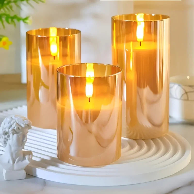TEMU-Set of 3 Realistic Flickering Flame LED Candles - alotasawkli