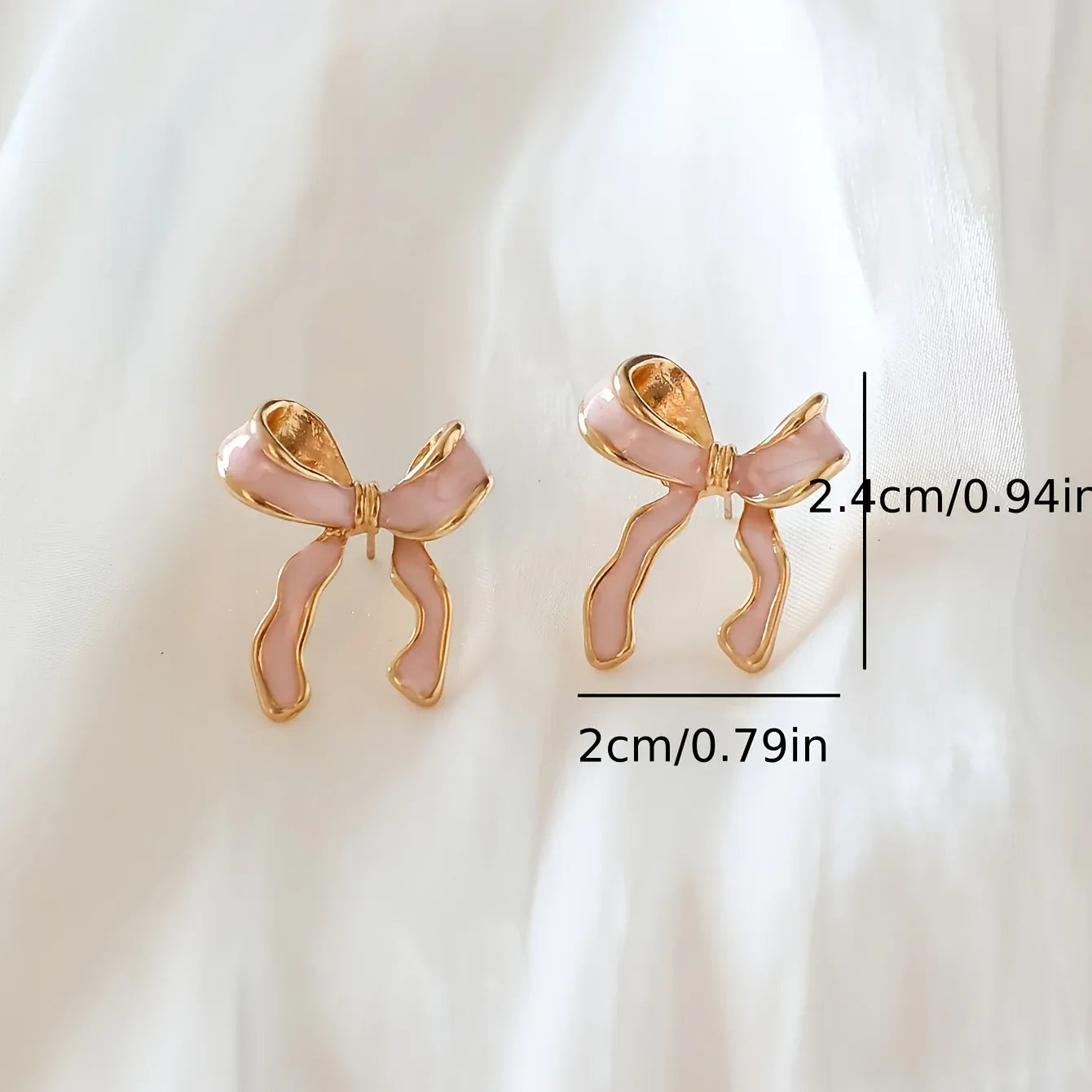 1 Pair of Chic Pink Bow Stud Earrings for Women - alotasawkli