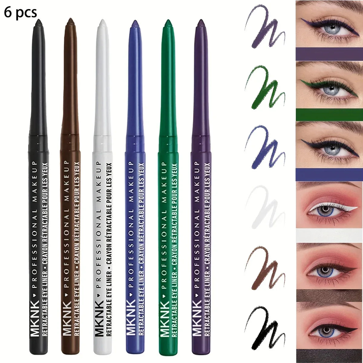 TEMU-6-Color Automatic No-Sharpen Eyeliner Pencil - alotasawkli
