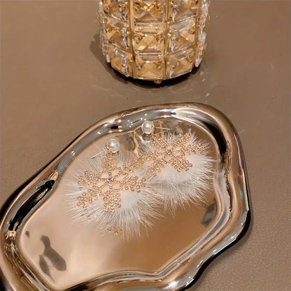 TEMU-2pcs Exquisite Artificial Rhinestone Snowflake Pendant Earrings - alotasawkli