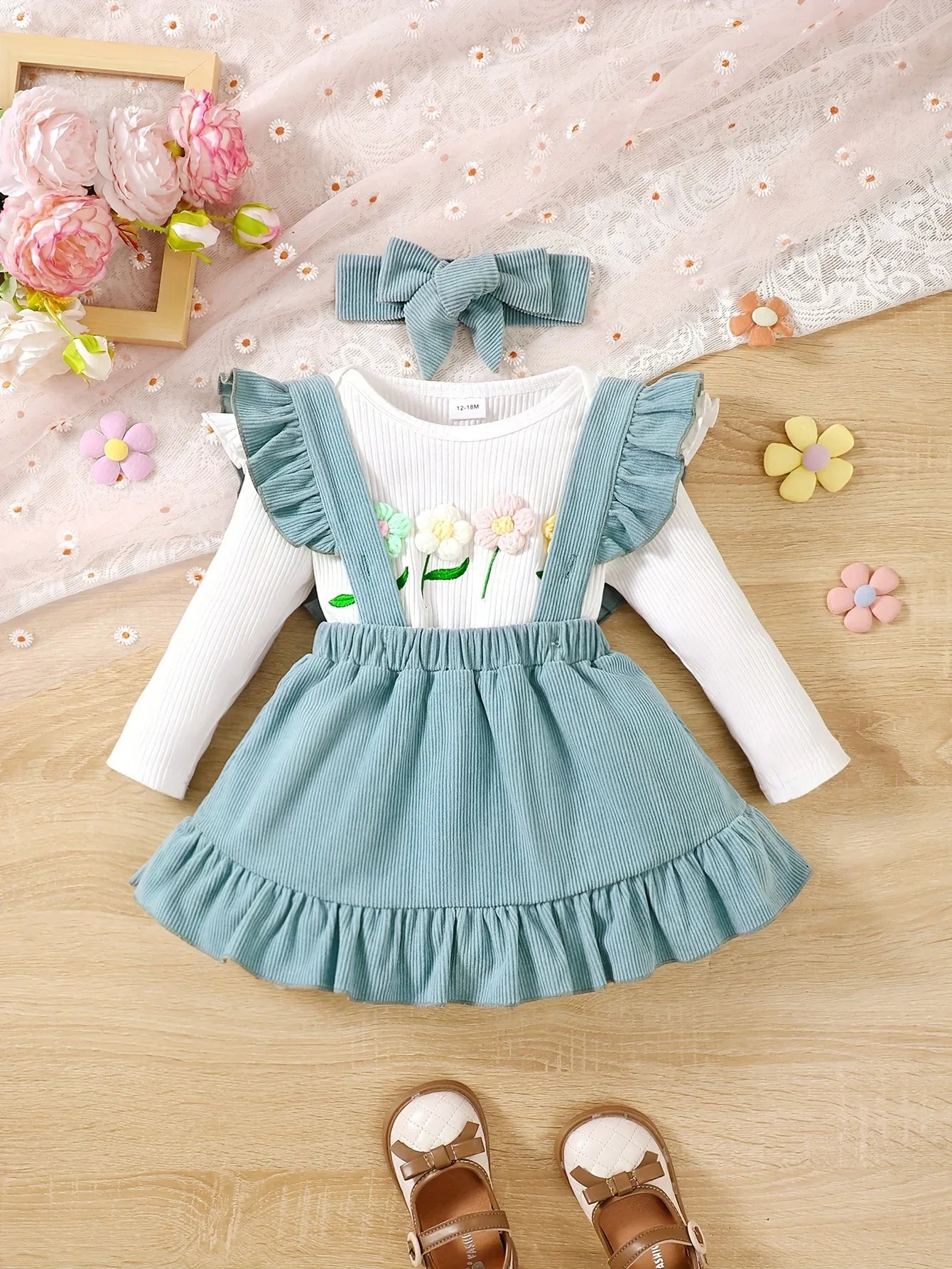 3pcs Newborn Baby Winter Outfit - Knit Bodysuit, Matching & Headband | Cozy Clothes for Photoshoots, for Hakiya | Machine Washable Winter Wear (3pcs), Perfect for Outdoor - alotasawkli