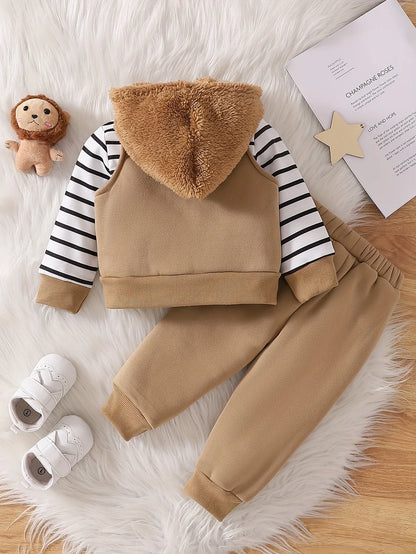 TEMU-3pcs Baby Boy'S Cartoon Lion Embroidery Sportswear - alotasawkli