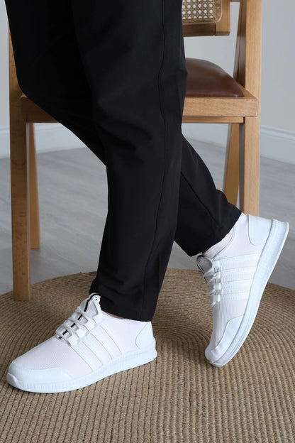 Men's Essential All-White Sneakers - Classic Low-Top Trainers