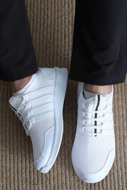 Men's Essential All-White Sneakers - Classic Low-Top Trainers