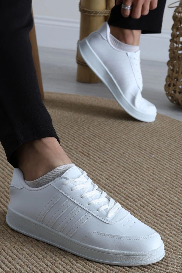 Men's Triple White Urban Trainers – Classic Minimalist Sneakers
