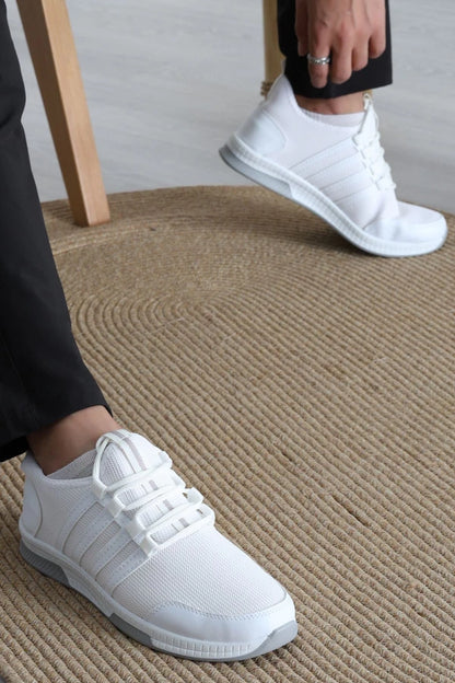Men's White & Grey Urban Sneakers – Modern Two-Tone Trainers