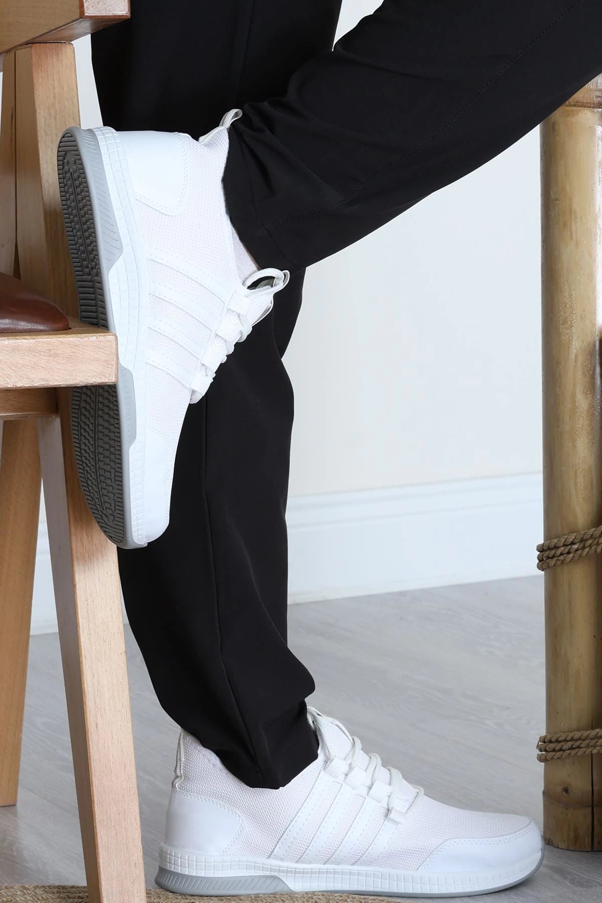 Men's White & Grey Urban Sneakers – Modern Two-Tone Trainers