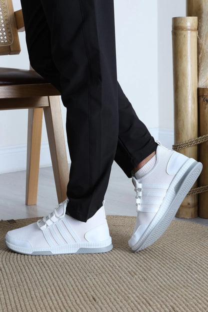 Men's White & Grey Urban Sneakers – Modern Two-Tone Trainers
