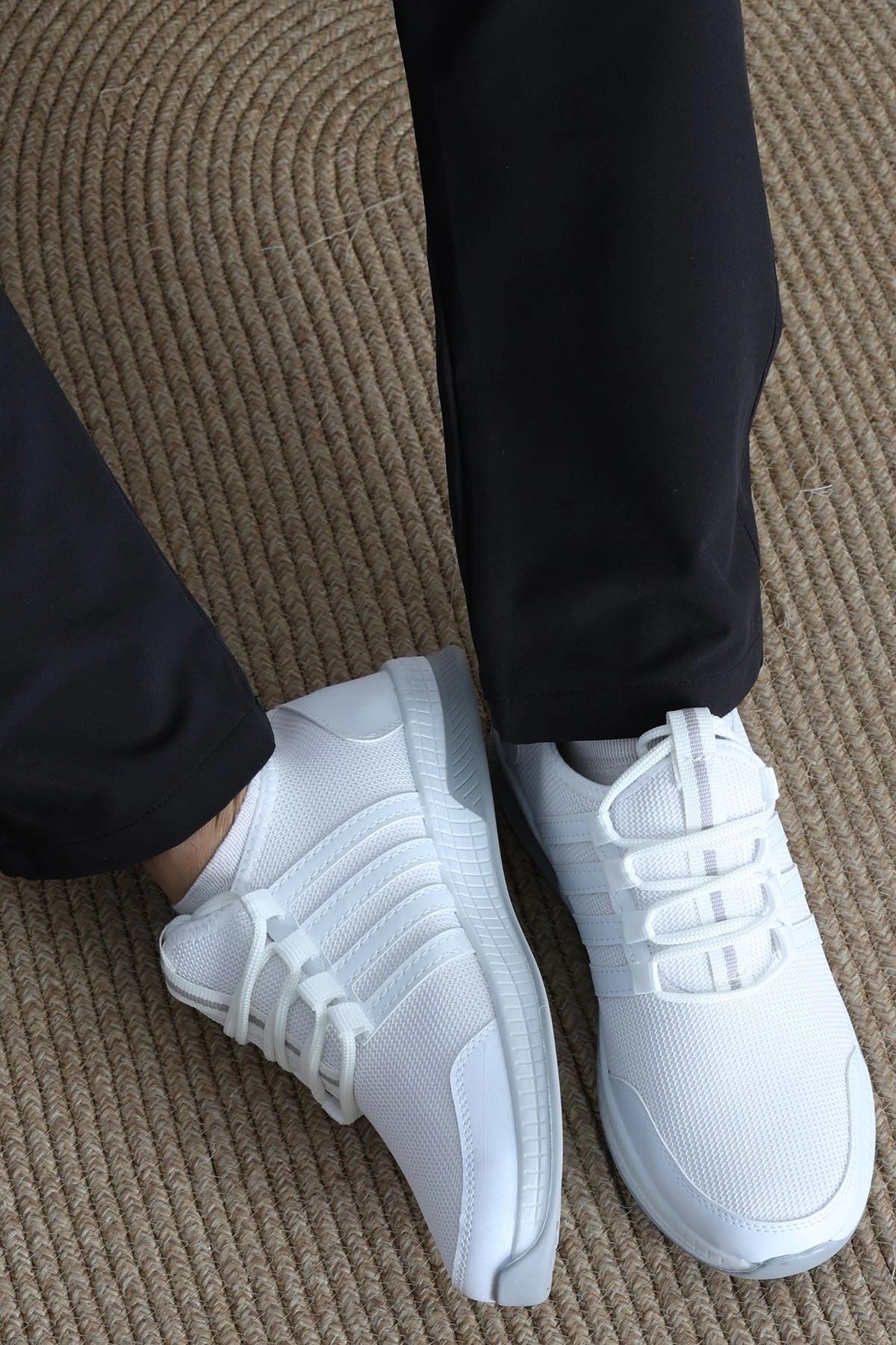 Men's White & Grey Urban Sneakers – Modern Two-Tone Trainers