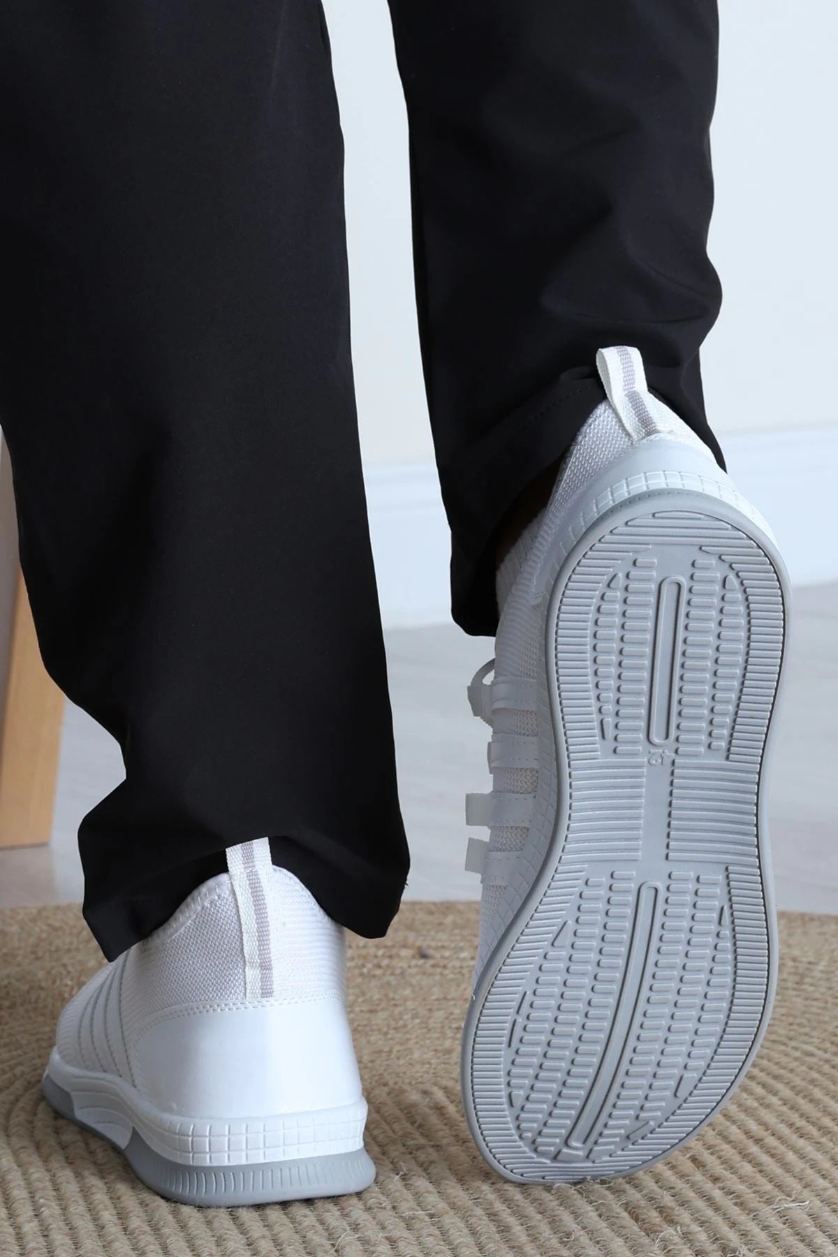Men's White & Grey Urban Sneakers – Modern Two-Tone Trainers