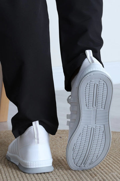Men's White & Grey Urban Sneakers – Modern Two-Tone Trainers