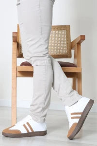 Men's White & Green Athletic Sneakers