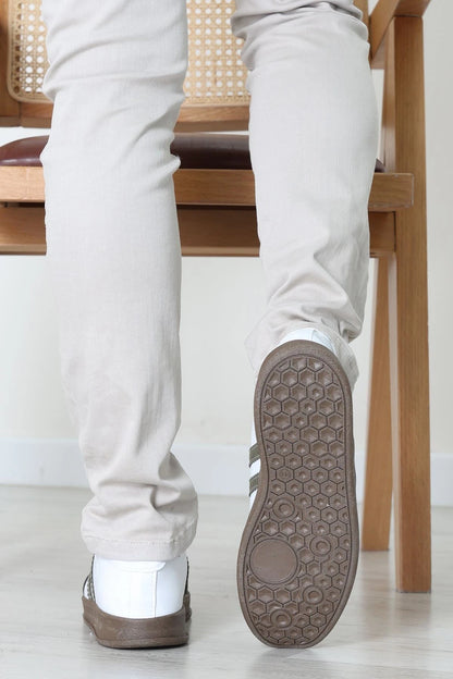 Men's White & Green Athletic Sneakers