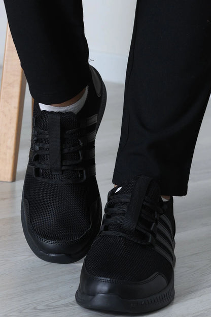 Men's Triple Black Urban Sneakers – Stealth Low-Top Trainers